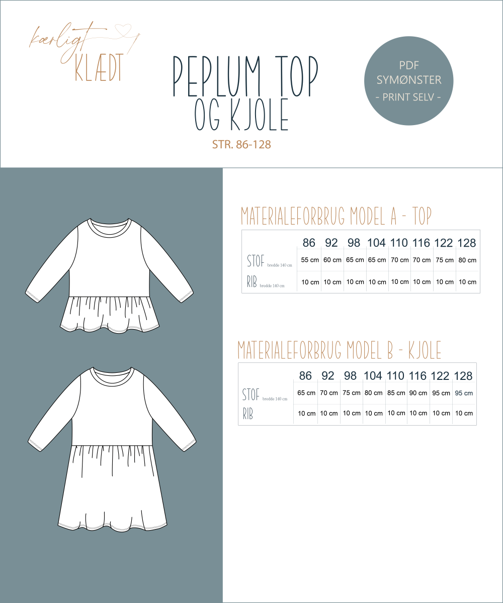 Peplum Top og Kjole PDF mønster - Billede 10